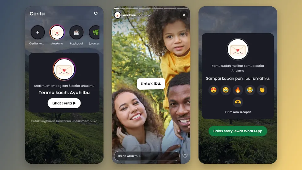 Contoh tampilan template Story Instagram