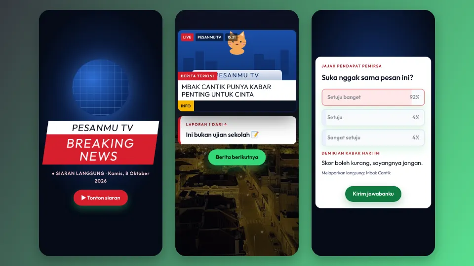 Contoh tampilan template Siaran Berita