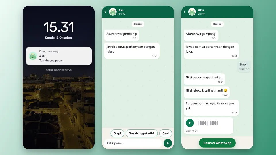 Contoh tampilan template Obrolan Chat