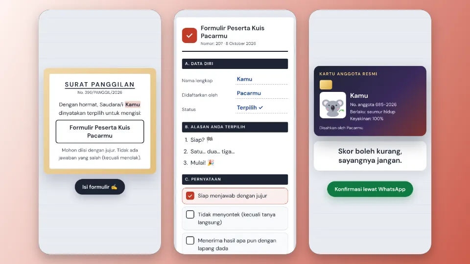 Contoh tampilan template Formulir Pendaftaran