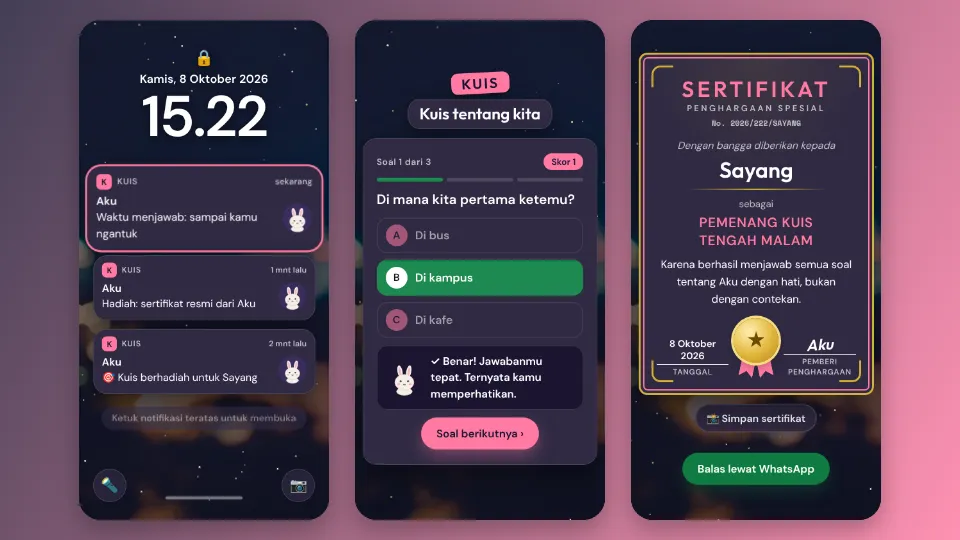 Contoh tampilan template Kuis Tengah Malam