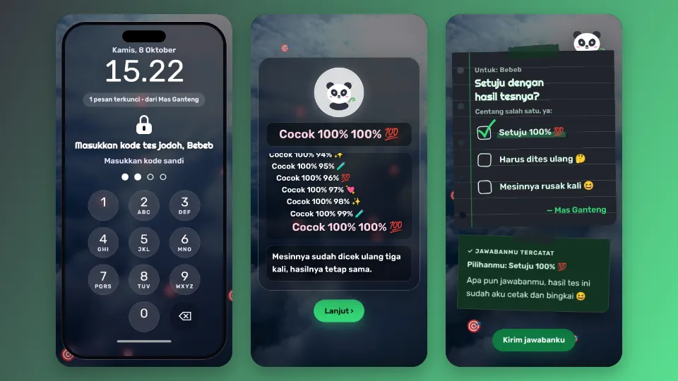 Contoh tampilan template Kalkulator Jodoh