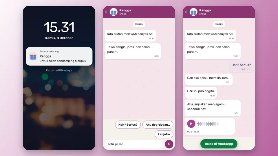 Contoh tampilan template Obrolan Chat