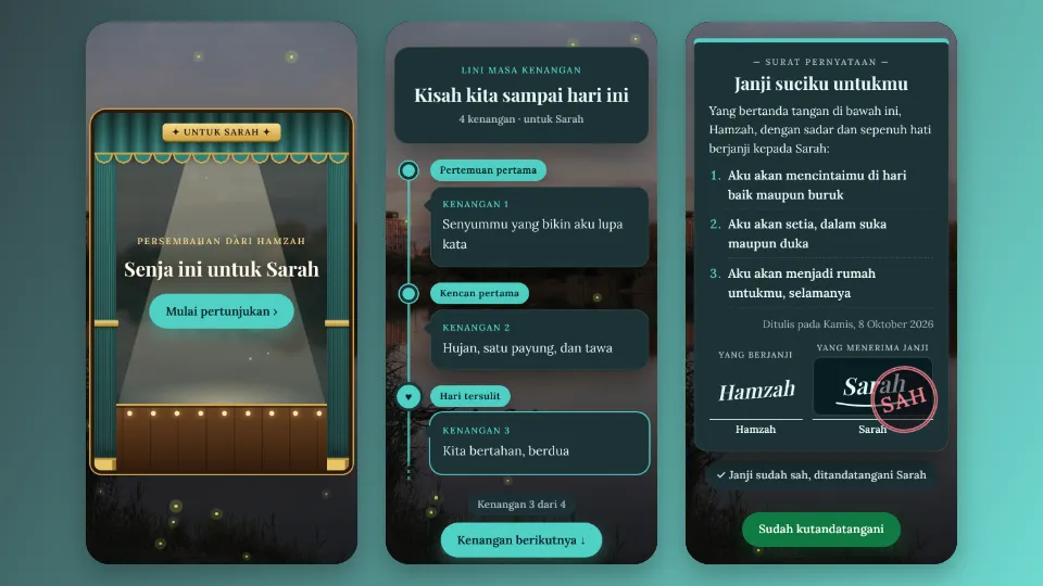 Contoh tampilan template Janji di Tepi Danau