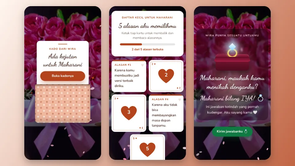 Contoh tampilan template Buket & Cincin