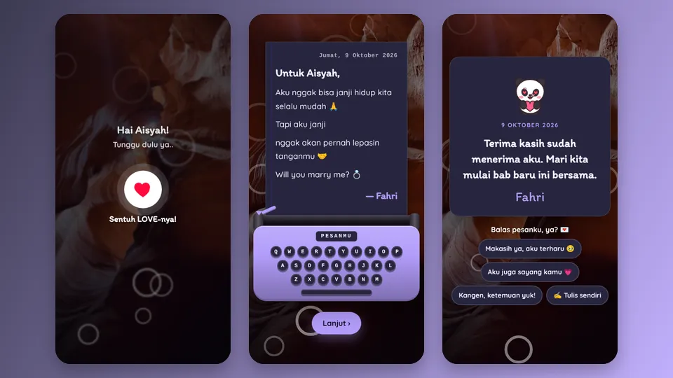 Contoh tampilan template Tiga Pilihan