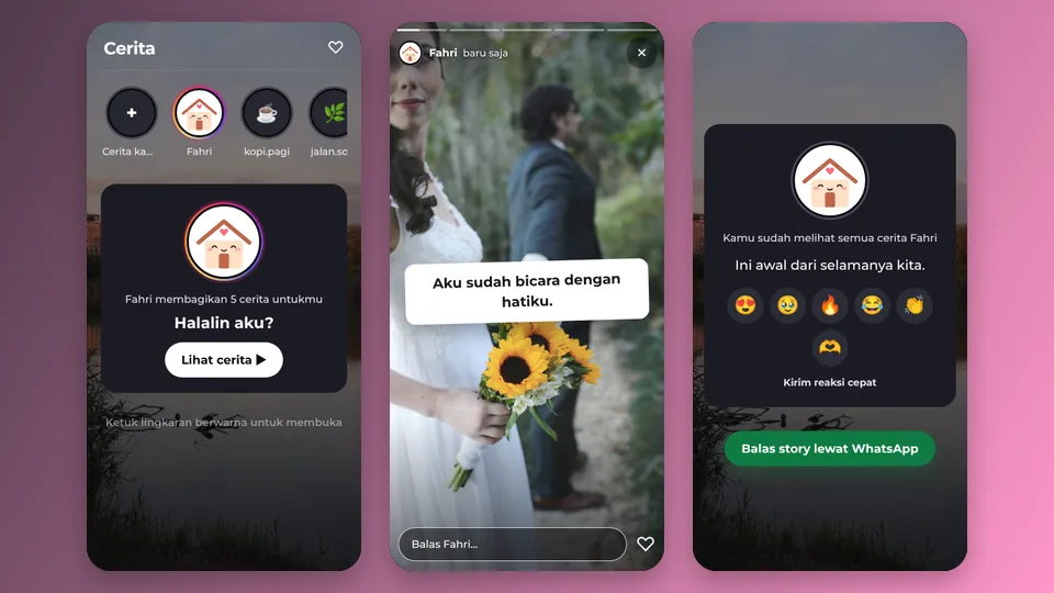 Contoh tampilan template Story Instagram