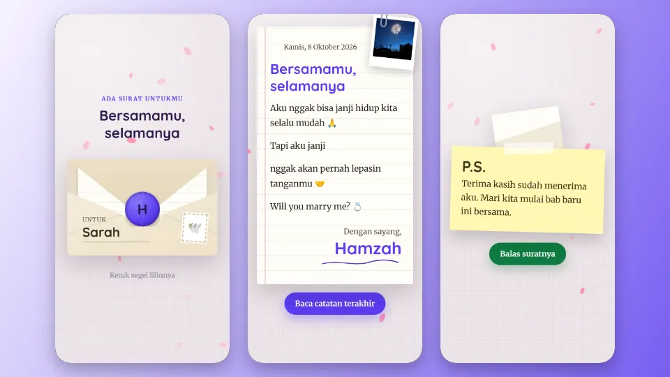 Contoh tampilan template Surat Beramplop