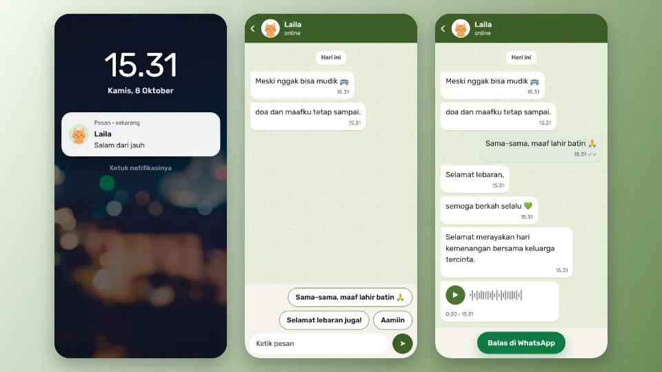 Contoh tampilan template Obrolan Chat