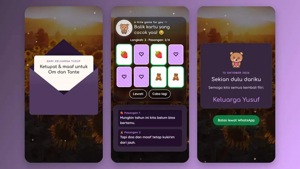 Contoh tampilan template Dipertemukan Kamu