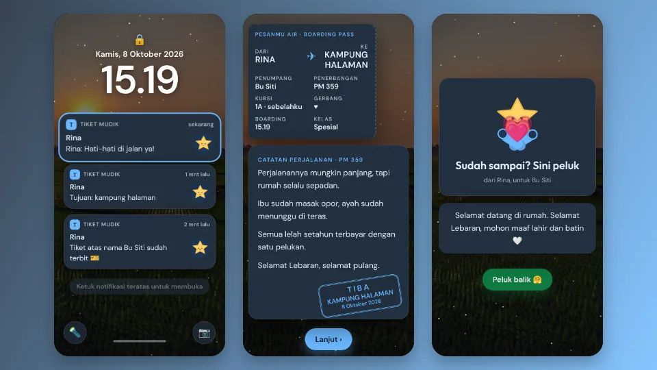 Contoh tampilan template Tiket Pulang Kampung