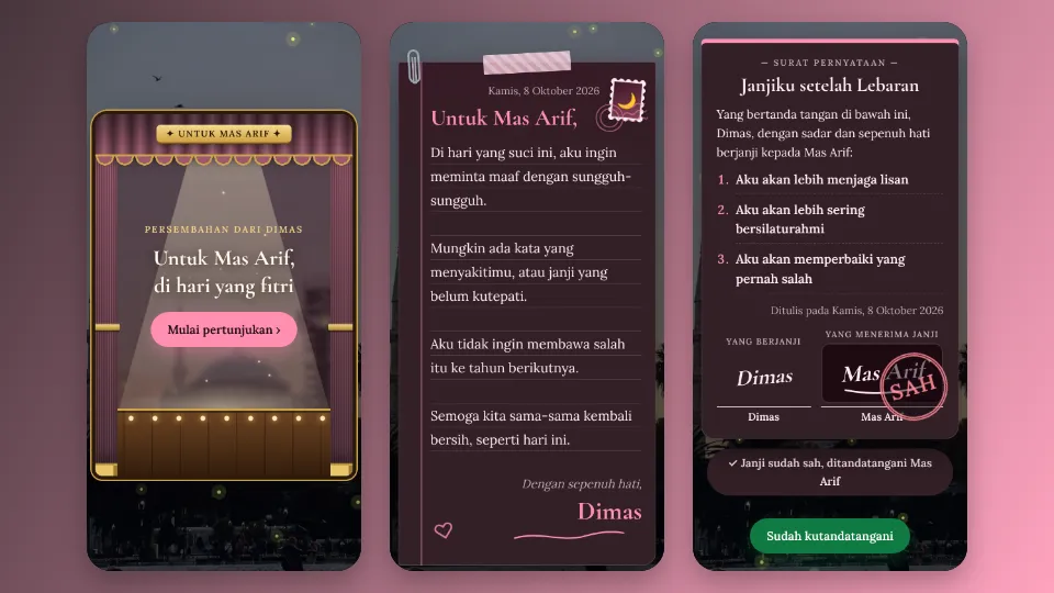 Contoh tampilan template Surat Maaf di Hari Fitri