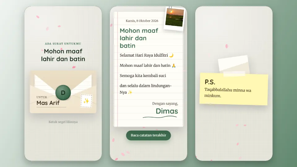 Contoh tampilan template Surat Beramplop