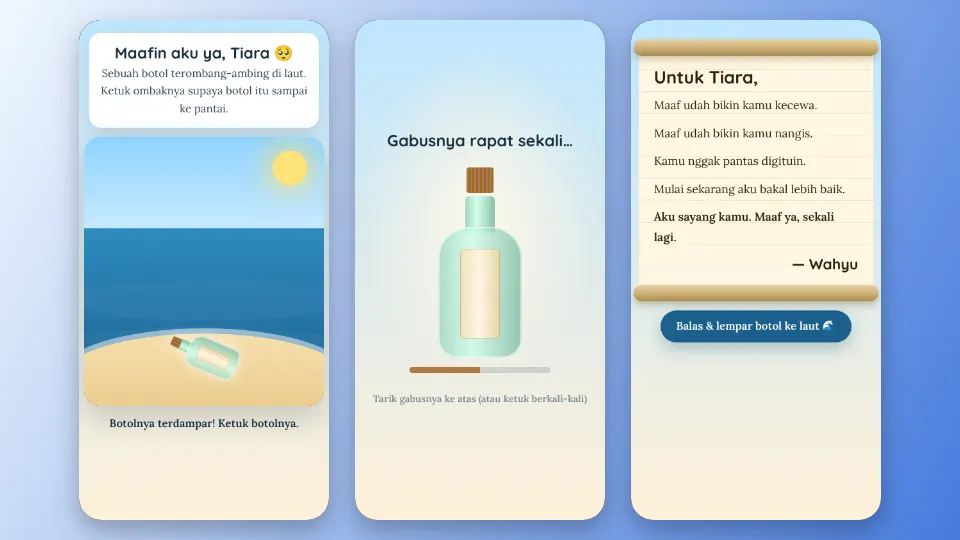 Contoh tampilan template Pesan dalam Botol