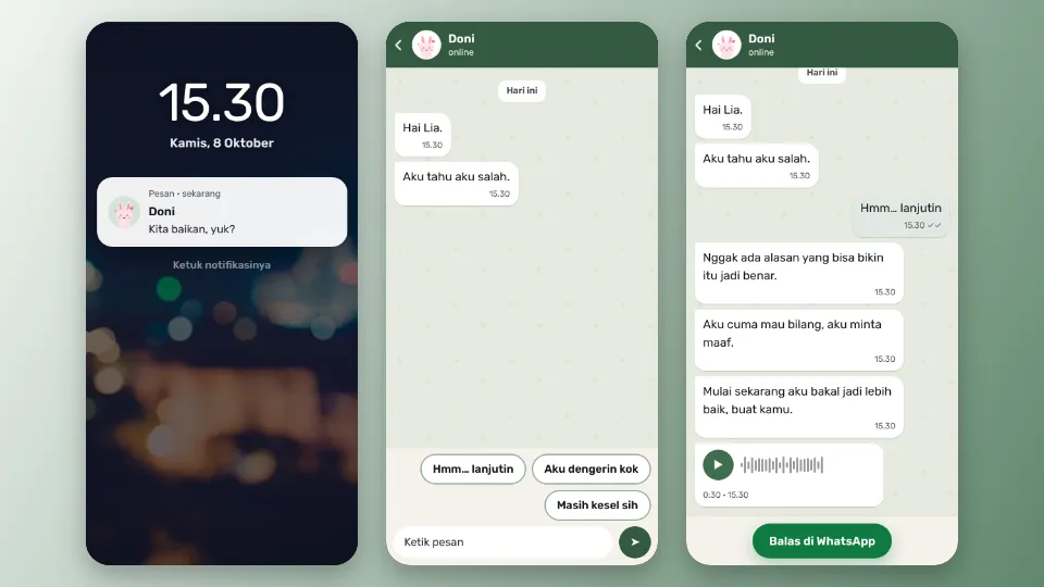 Contoh tampilan template Obrolan Chat