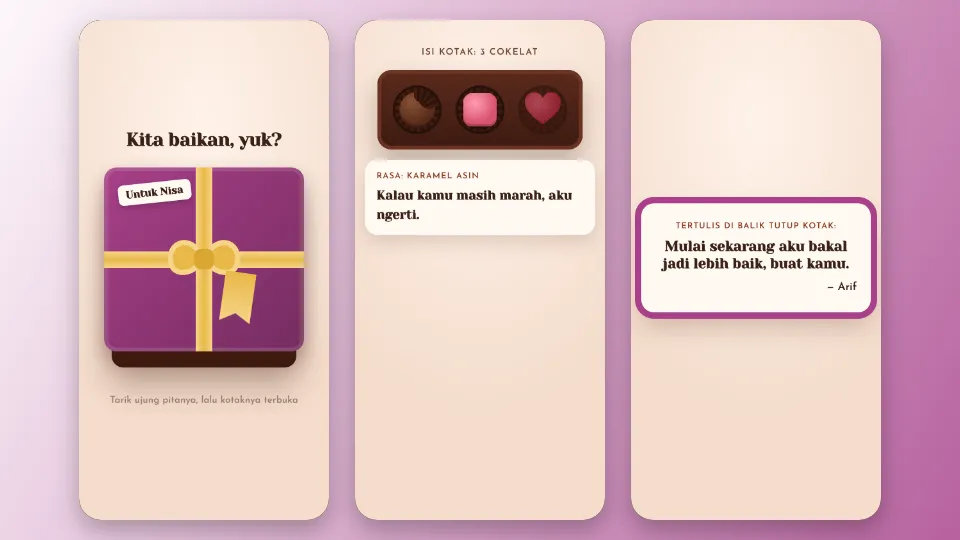 Contoh tampilan template Kotak Cokelat