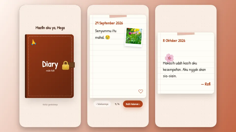 Contoh tampilan template Buku Harian