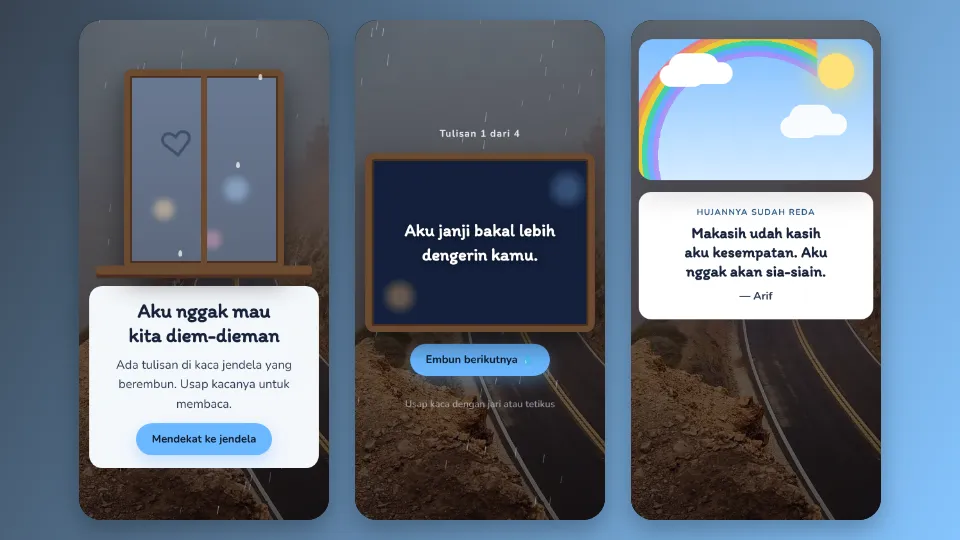 Contoh tampilan template Jendela Berembun