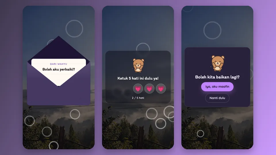 Contoh tampilan template Maaf Kalo