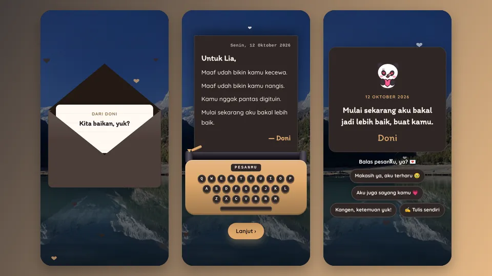 Contoh tampilan template Pesan Buatmu 3