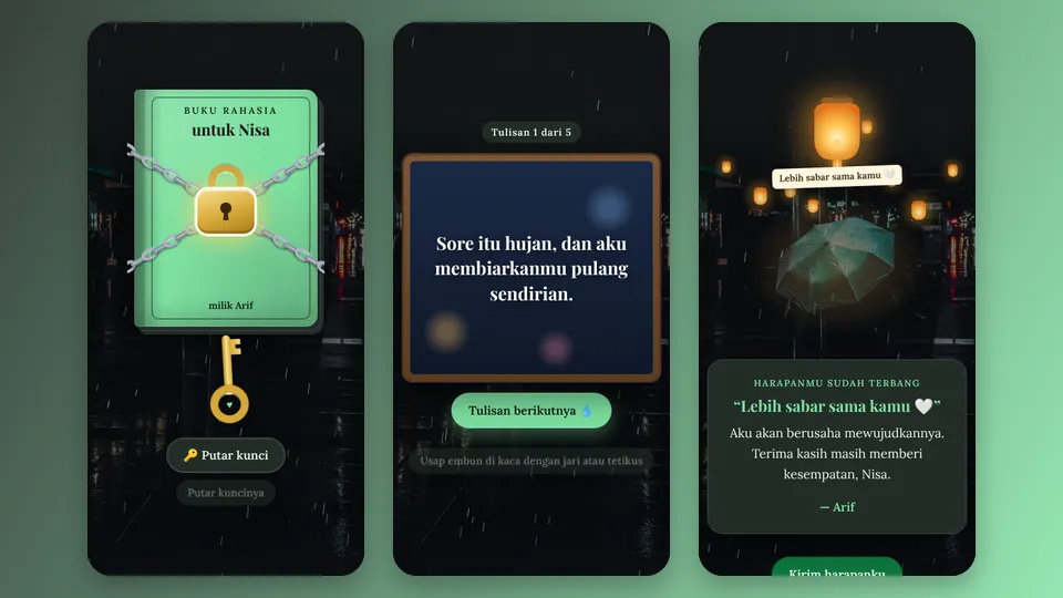 Contoh tampilan template Hujan Sore Itu
