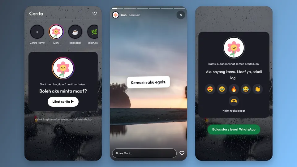 Contoh tampilan template Story Instagram