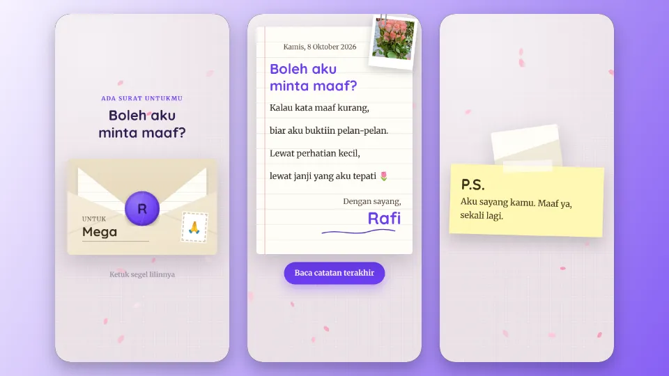 Contoh tampilan template Surat Beramplop