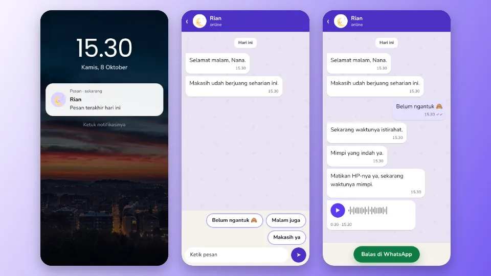 Contoh tampilan template Obrolan Chat