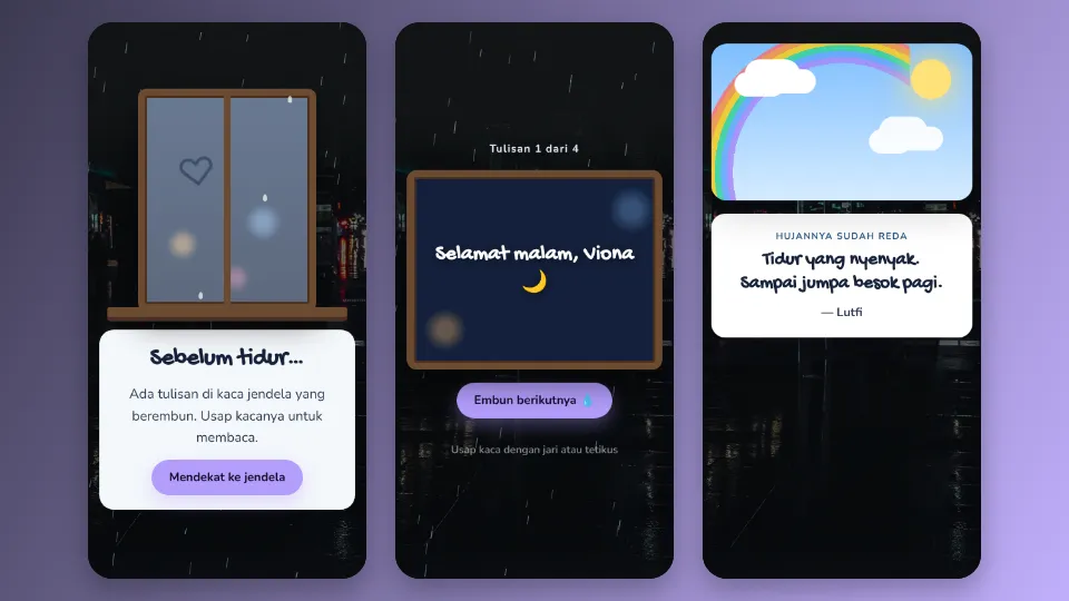 Contoh tampilan template Jendela Berembun
