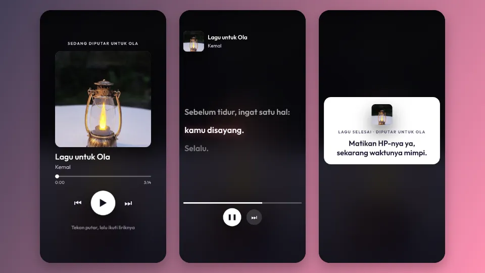 Contoh tampilan template Lagu & Lirik