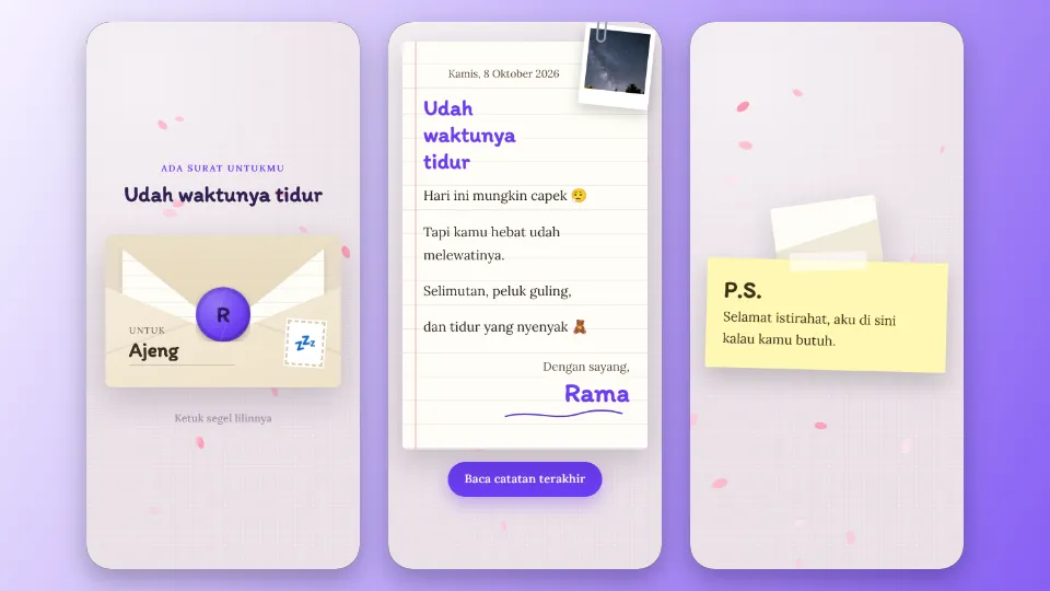 Contoh tampilan template Surat Beramplop