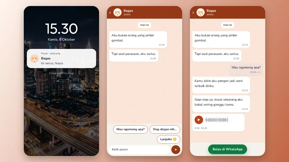 Contoh tampilan template Obrolan Chat