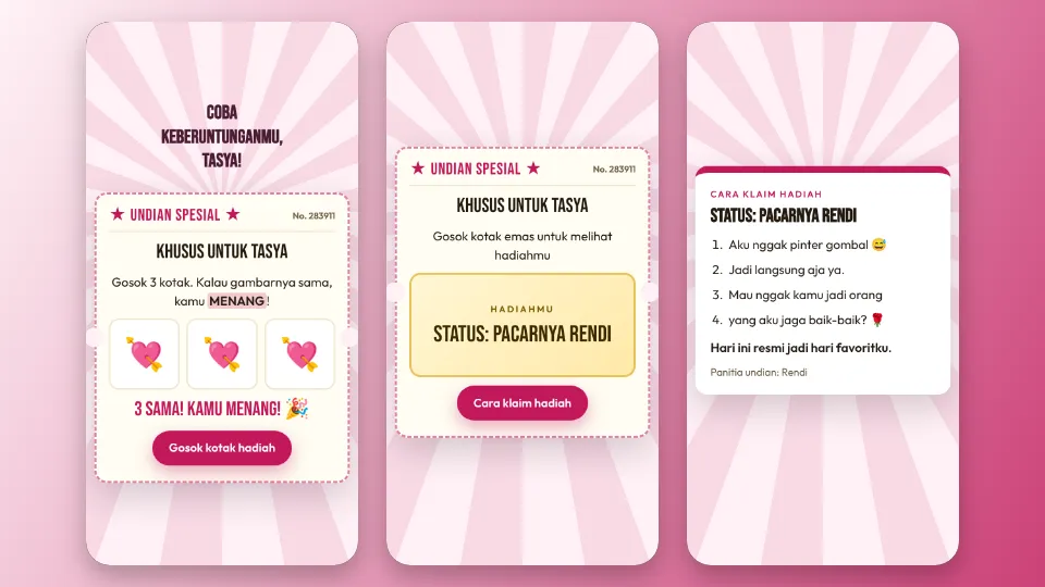 Contoh tampilan template Tiket Gosok Berhadiah
