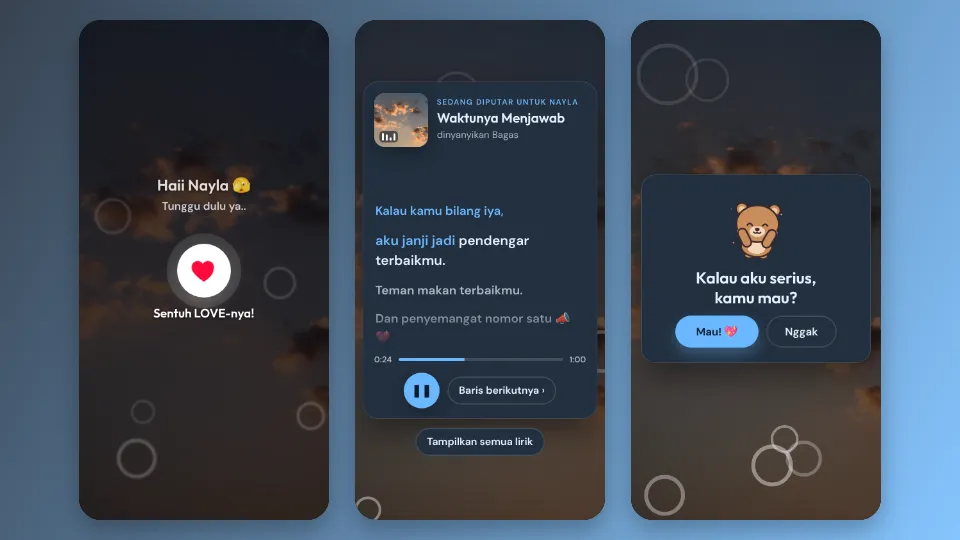 Contoh tampilan template Hati Berkata