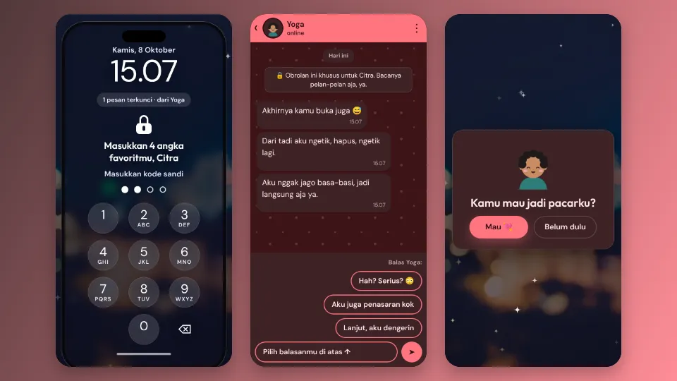 Contoh tampilan template Kode Rahasia