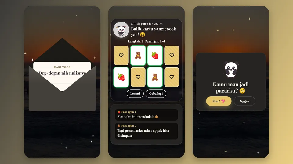 Contoh tampilan template Teruntuk Pacarku