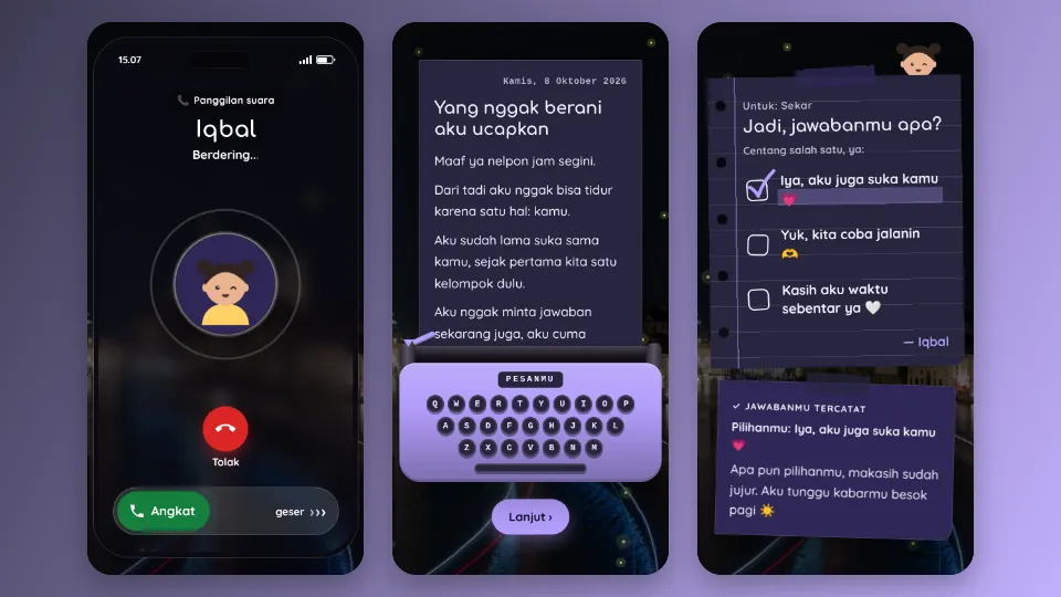 Contoh tampilan template Telepon Jam Dua Belas