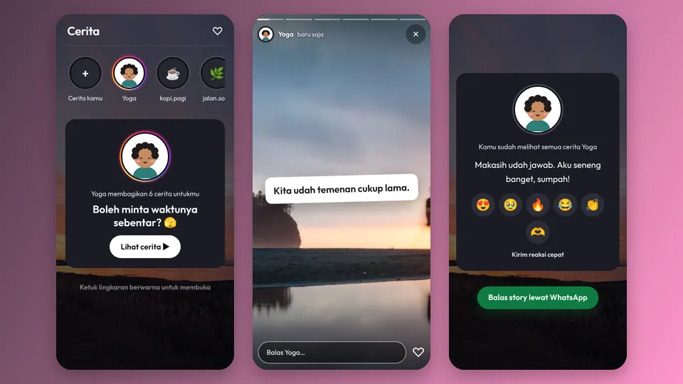 Contoh tampilan template Story Instagram