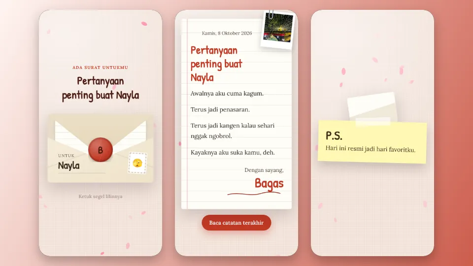 Contoh tampilan template Surat Beramplop