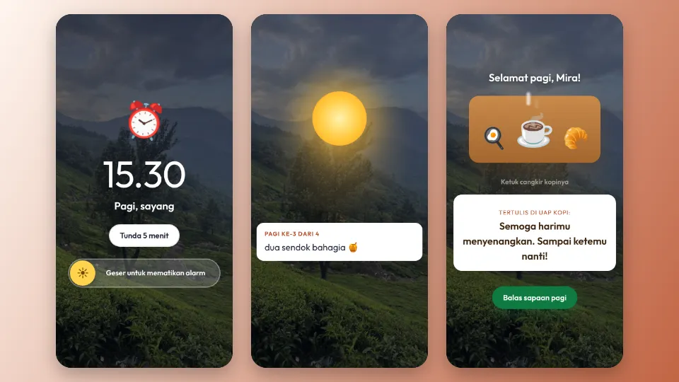 Contoh tampilan template Alarm Pagi