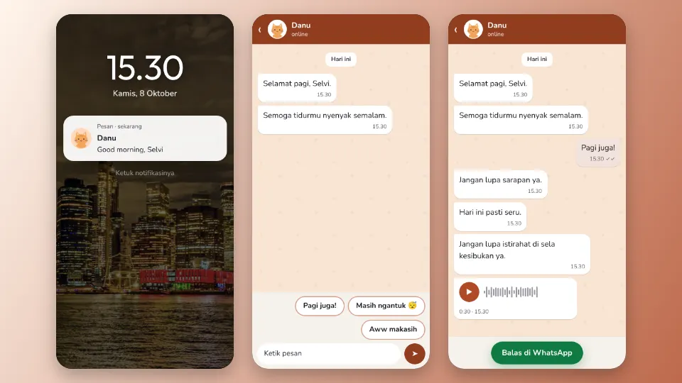 Contoh tampilan template Obrolan Chat