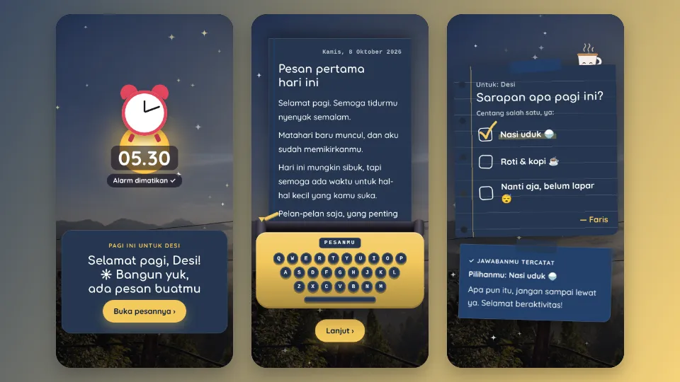 Contoh tampilan template Alarm Subuh untukmu