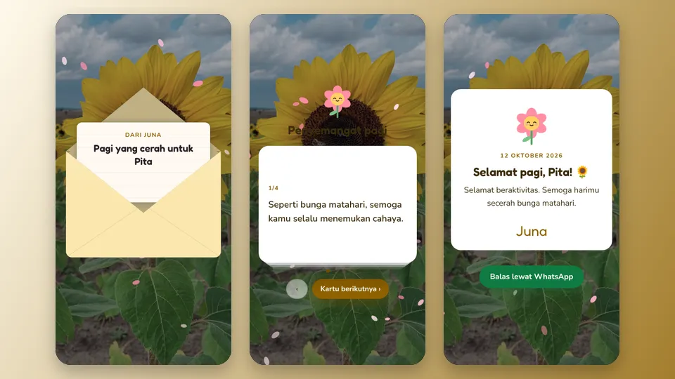 Contoh tampilan template Bunga Matahari Pagi