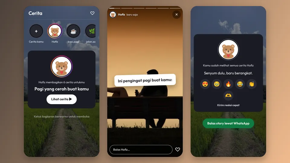 Contoh tampilan template Story Instagram