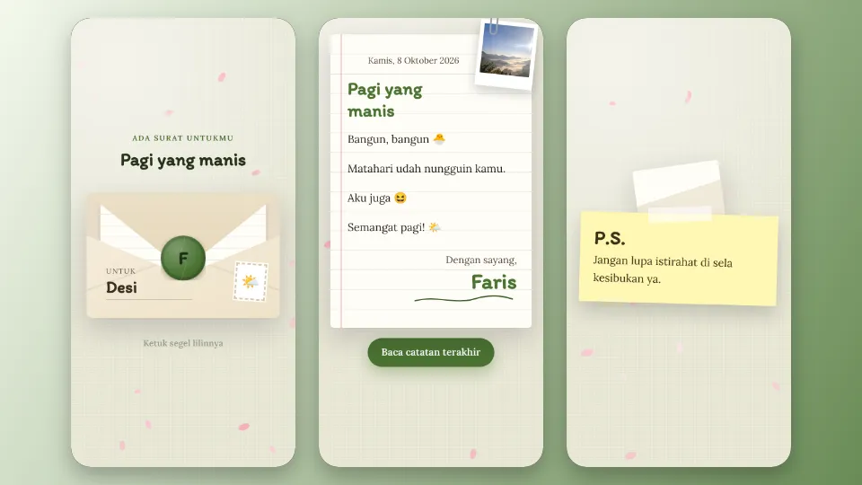 Contoh tampilan template Surat Beramplop