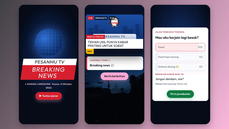 Contoh tampilan template Siaran Berita