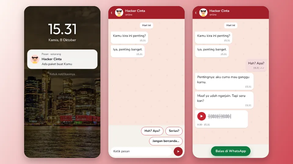 Contoh tampilan template Obrolan Chat