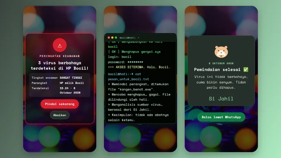 Contoh tampilan template Virus Rindu