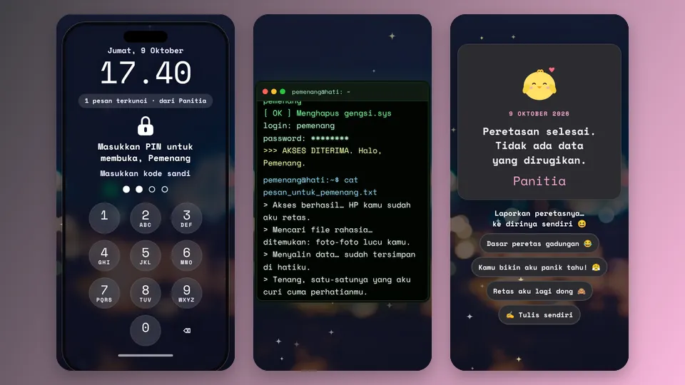 Contoh tampilan template Peretas Hati