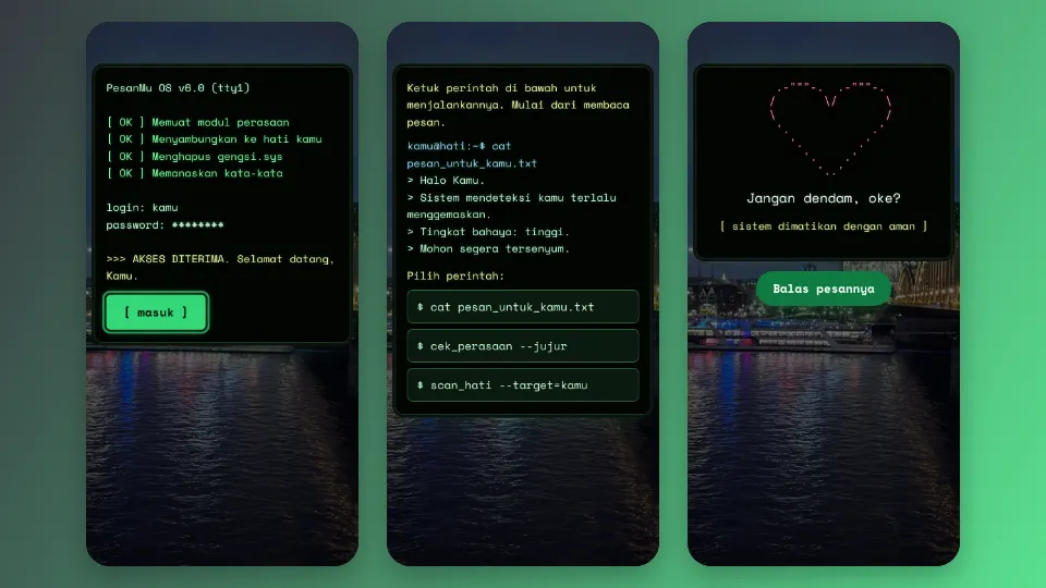 Contoh tampilan template Terminal Rahasia